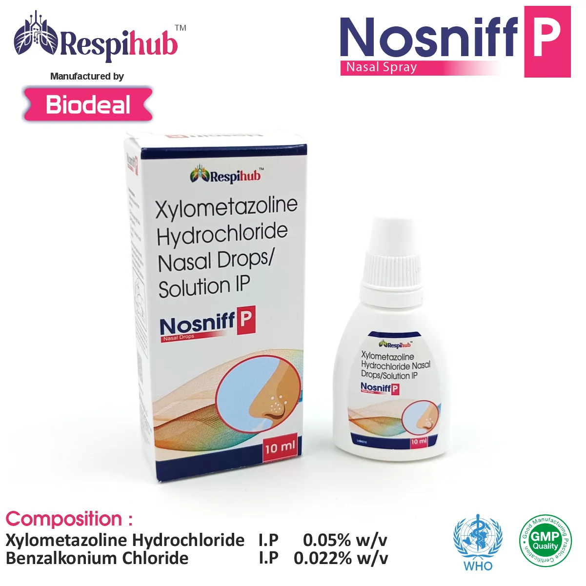 Xylometazoline (0.05% w/v) Nasal Spray at the best price in PCD Pharma Franchise for Nasal Decongestant and Relief from Nasal Congestion